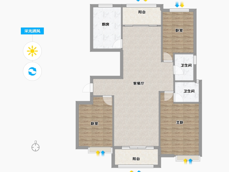 河南省-开封市-美居·红枫御景-100.80-户型库-采光通风