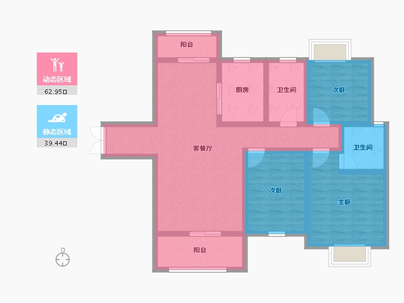 湖南省-永州市-安廷·城市旺角-89.70-户型库-动静分区