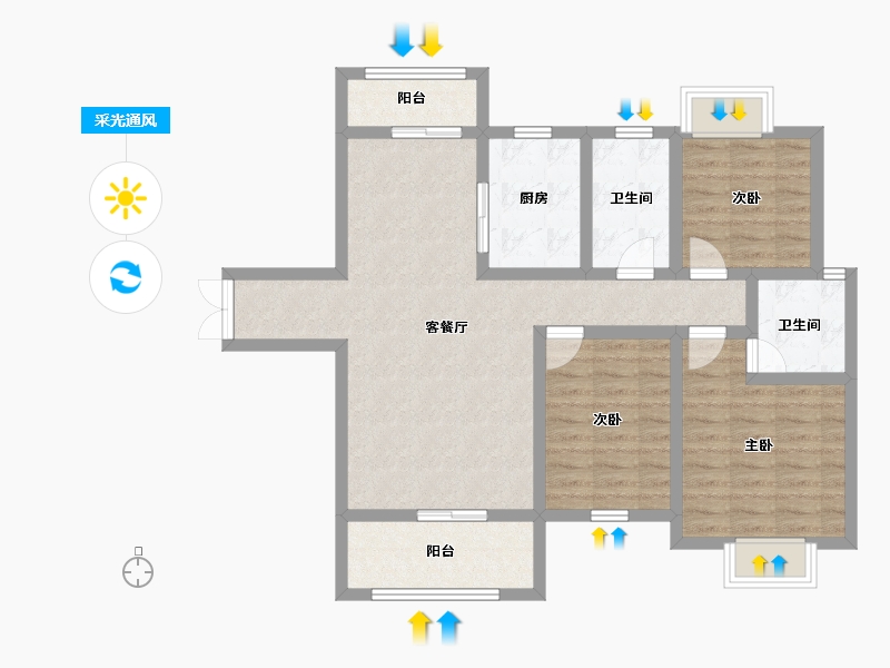 湖南省-永州市-安廷·城市旺角-89.70-户型库-采光通风