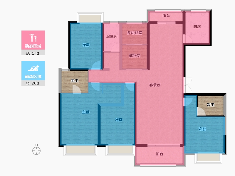 云南省-楚雄彝族自治州-彝海北岸-146.26-户型库-动静分区