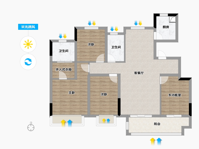 安徽省-池州市-中梁印江南-102.41-户型库-采光通风