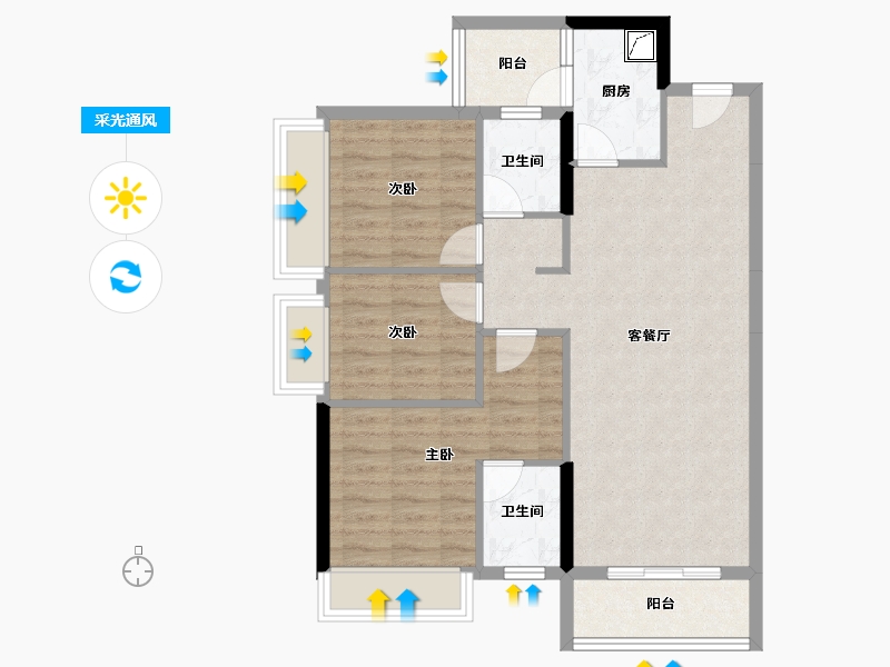 广东省-揭阳市-阳光城丽景湾-79.53-户型库-采光通风