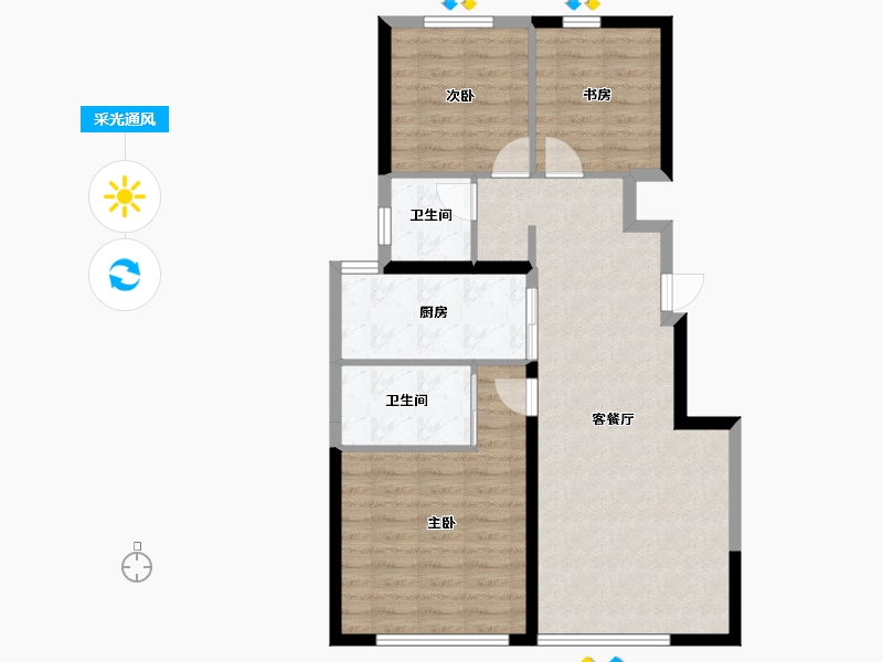 天津-天津市-中海津门大院-80.01-户型库-采光通风