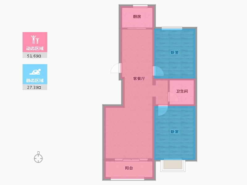 河北省-张家口市-铭洲西山宜居-70.39-户型库-动静分区