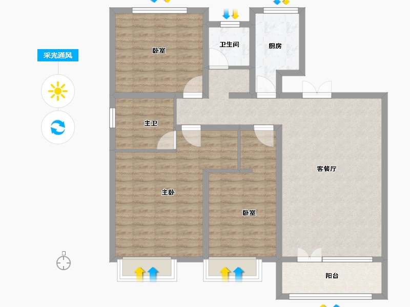 河南省-平顶山市-鑫源万盛公馆-108.00-户型库-采光通风