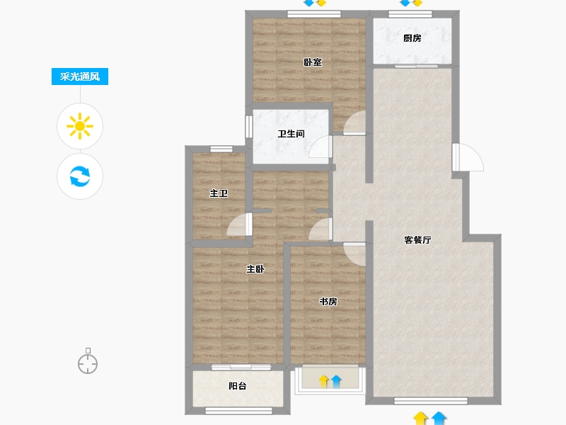 河北省-张家口市-铭洲西山宜居-109.34-户型库-采光通风