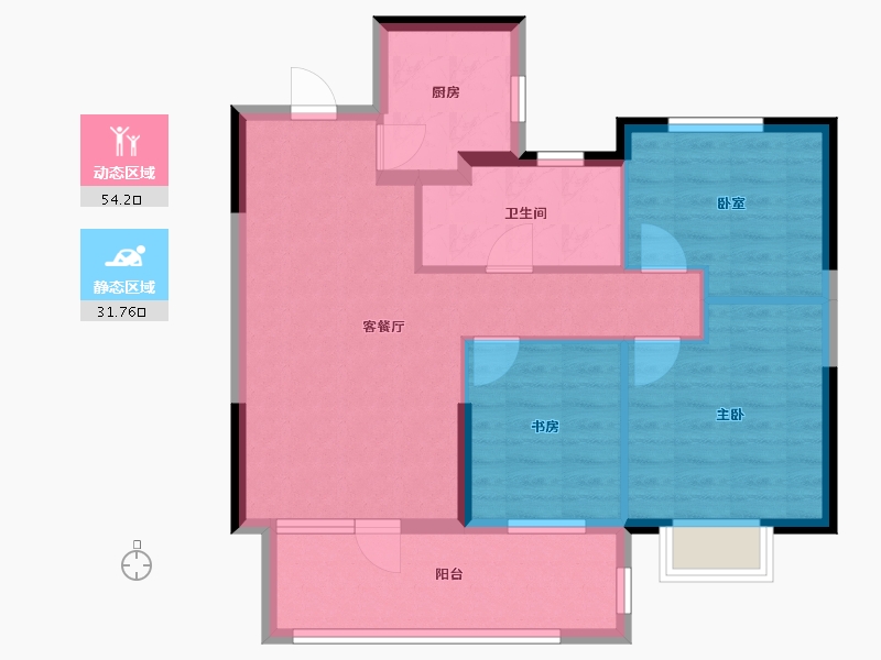 湖北省-黄石市-黄石当代满堂悦MOMA-76.80-户型库-动静分区