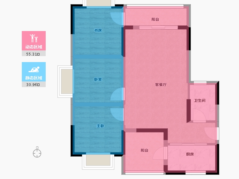 云南省-曲靖市-愿景·中国·宣威公园里康养小镇·芬芳源-76.45-户型库-动静分区