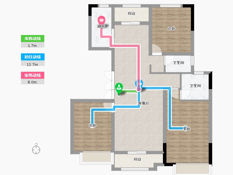 湖北省-咸宁市-恒基国宾府-102.52-户型库-动静线