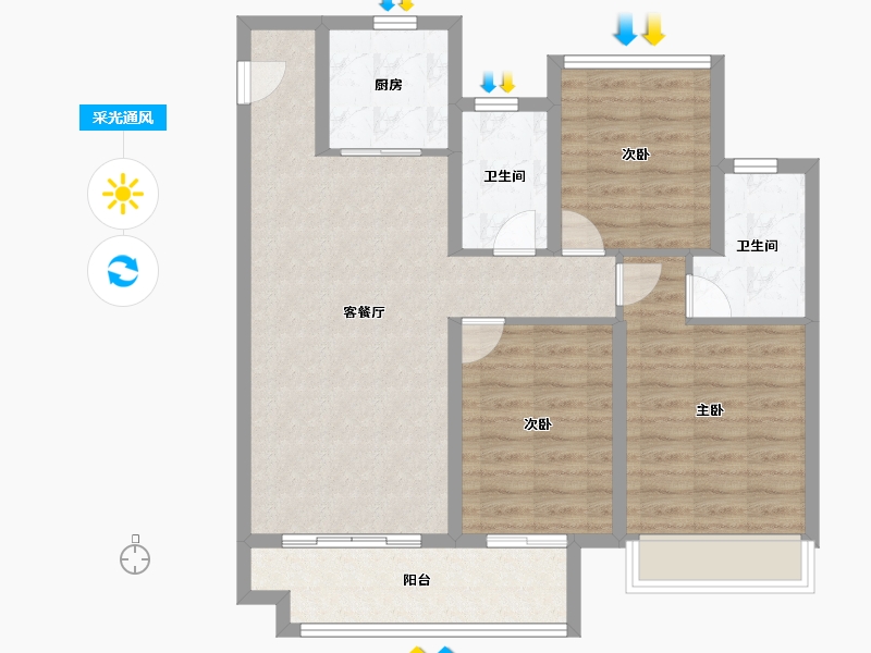 安徽省-池州市-中梁印江南-88.00-户型库-采光通风