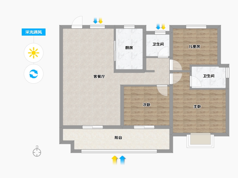 安徽省-芜湖市-高速·东方御府-92.00-户型库-采光通风