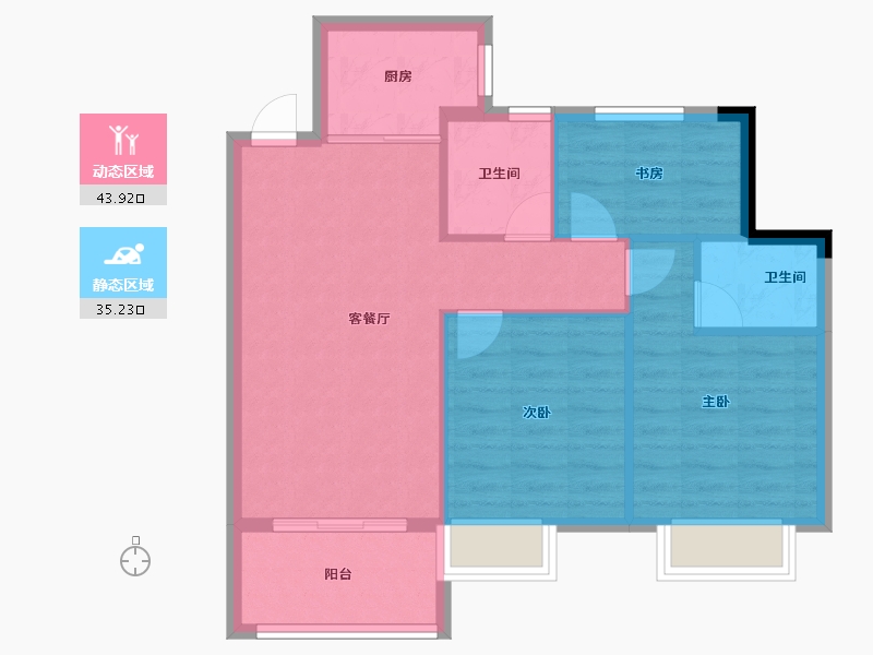 福建省-宁德市-润锦·星湖名筑-71.67-户型库-动静分区