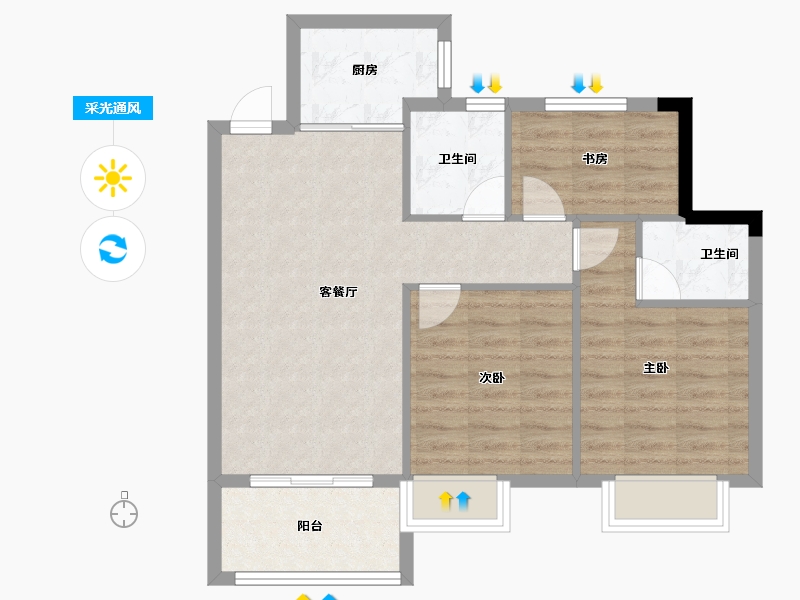 福建省-宁德市-润锦·星湖名筑-71.67-户型库-采光通风