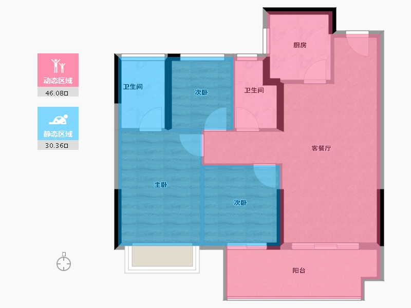 福建省-宁德市-屏南国宾郡-68.77-户型库-动静分区