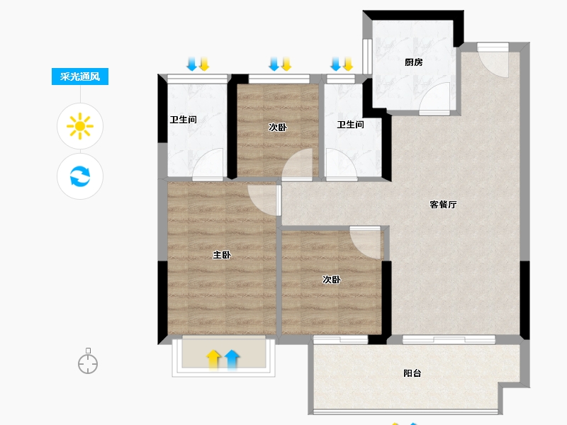 福建省-宁德市-屏南国宾郡-68.77-户型库-采光通风