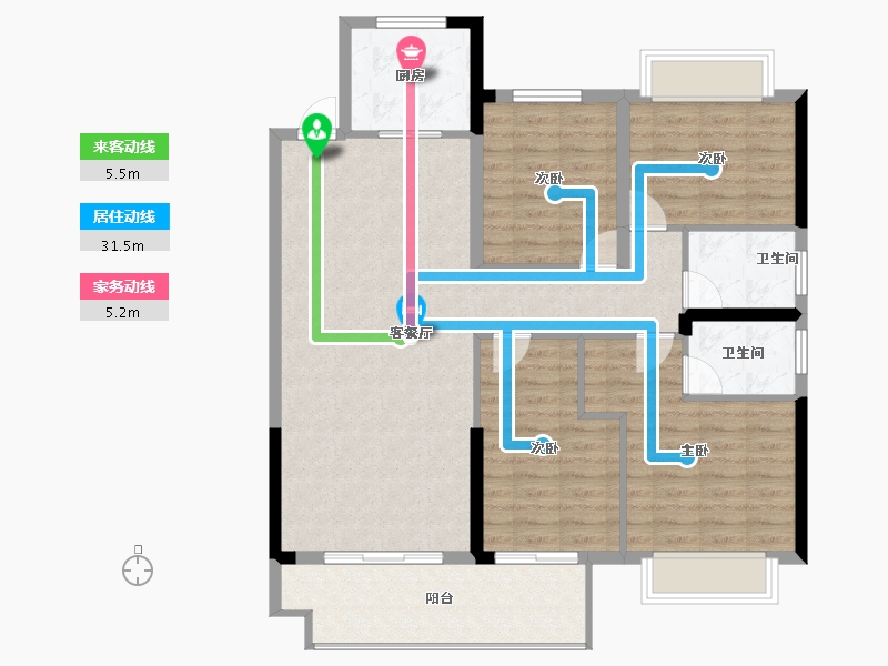 福建省-宁德市-屏南国宾郡-108.76-户型库-动静线