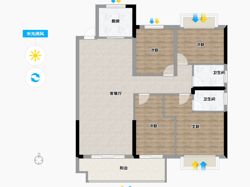 福建省-宁德市-屏南国宾郡-108.76-户型库-采光通风