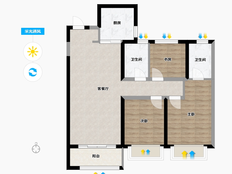 陕西省-西安市-华润置地未来城市-85.00-户型库-采光通风