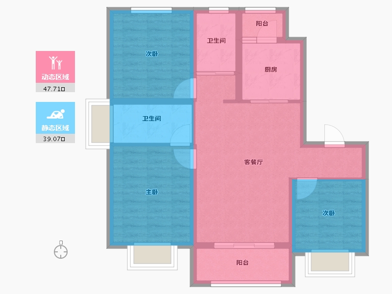 辽宁省-鞍山市-后英三江源爱琴湾-77.00-户型库-动静分区