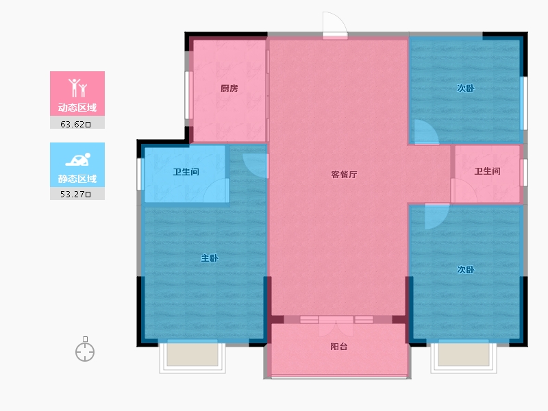 湖北省-宜昌市-华强·凤凰城-107.67-户型库-动静分区