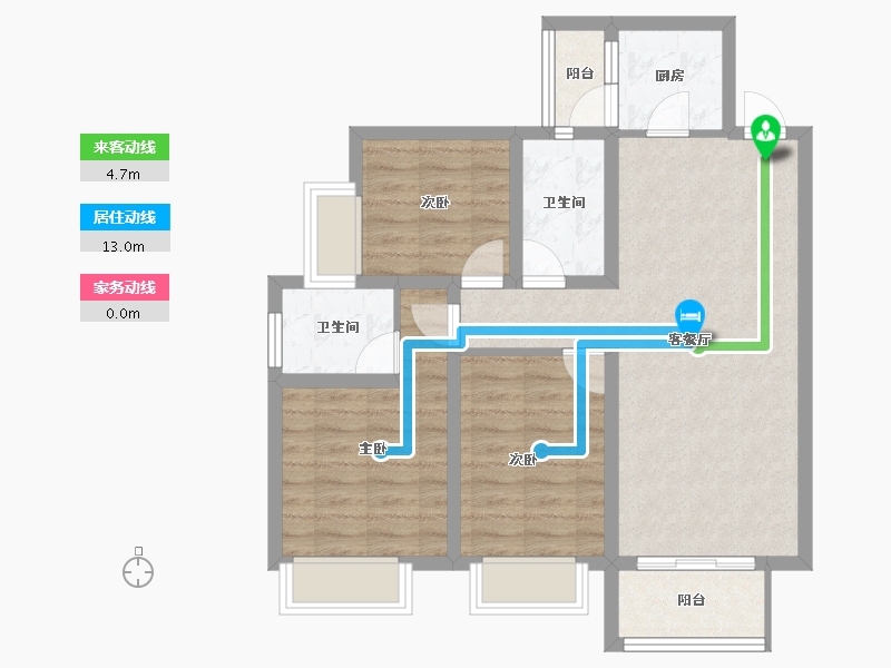 湖北省-宜昌市-鸿瑞华府-75.96-户型库-动静线