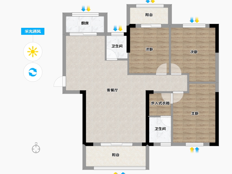 湖北省-宜昌市-康居阳光城-96.20-户型库-采光通风