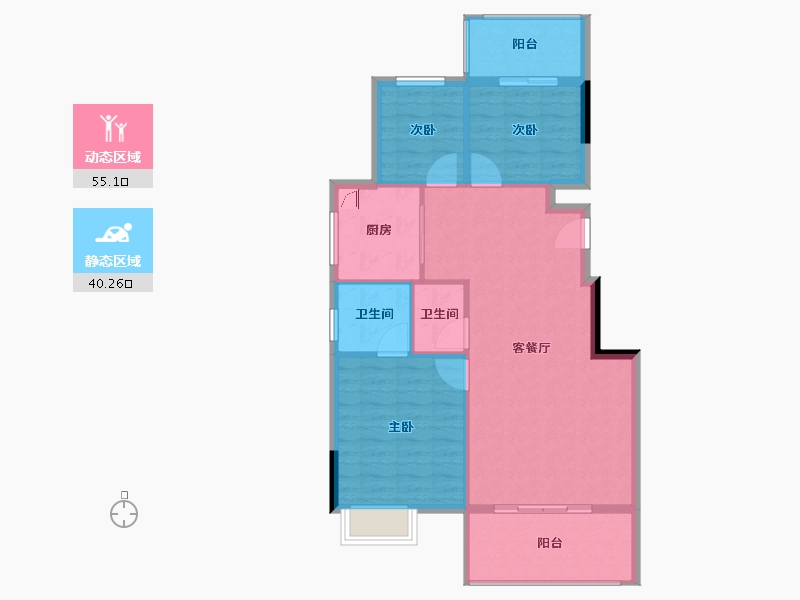 福建省-泉州市-鼎丰书香豪庭-87.20-户型库-动静分区