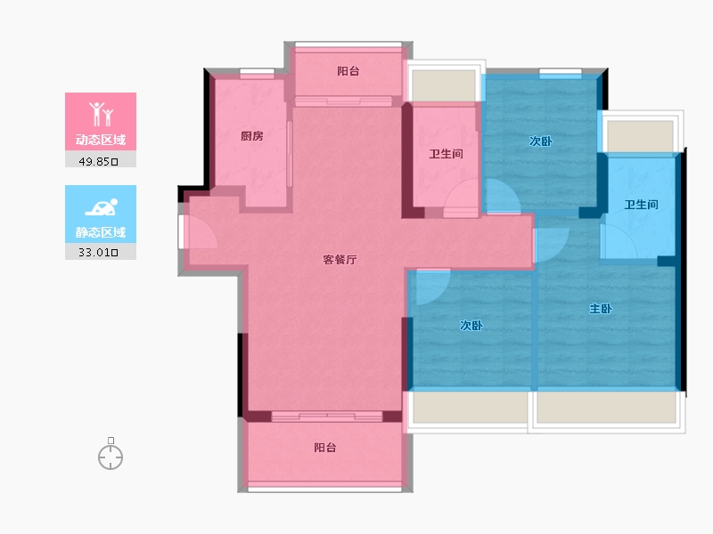 广东省-佛山市-顺德龙光玖龙府-73.82-户型库-动静分区