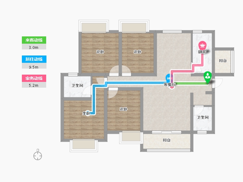 湖北省-宜昌市-鸿瑞华府-96.89-户型库-动静线