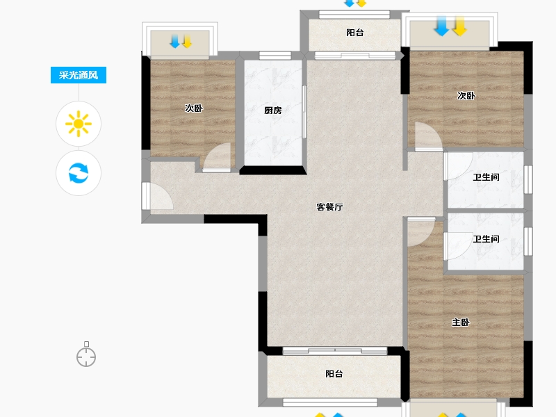 江西省-吉安市-华宇·燕京府-84.06-户型库-采光通风