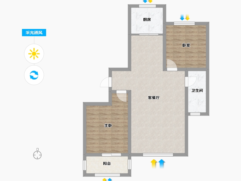 河北省-衡水市-金桥书香苑-75.02-户型库-采光通风