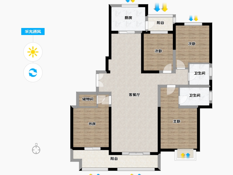 陕西省-西安市-西安理工大学曲江三期公寓-128.45-户型库-采光通风