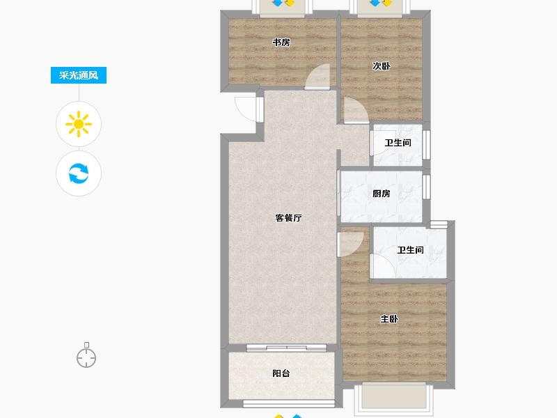 福建省-宁德市-润锦·星湖名筑-71.67-户型库-采光通风