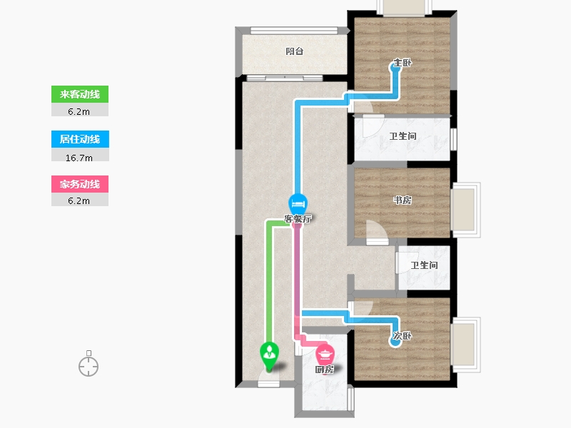 云南省-昆明市-金泰国际Ⅲ期名门-89.80-户型库-动静线