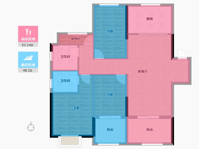 浙江省-杭州市-金地玖峯汇-100.33-户型库-动静分区