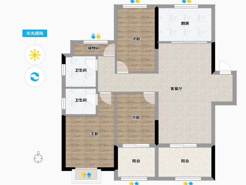 浙江省-杭州市-金地玖峯汇-100.33-户型库-采光通风