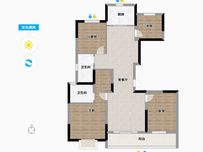 山东省-日照市-蓝城日照蘭园-109.91-户型库-采光通风