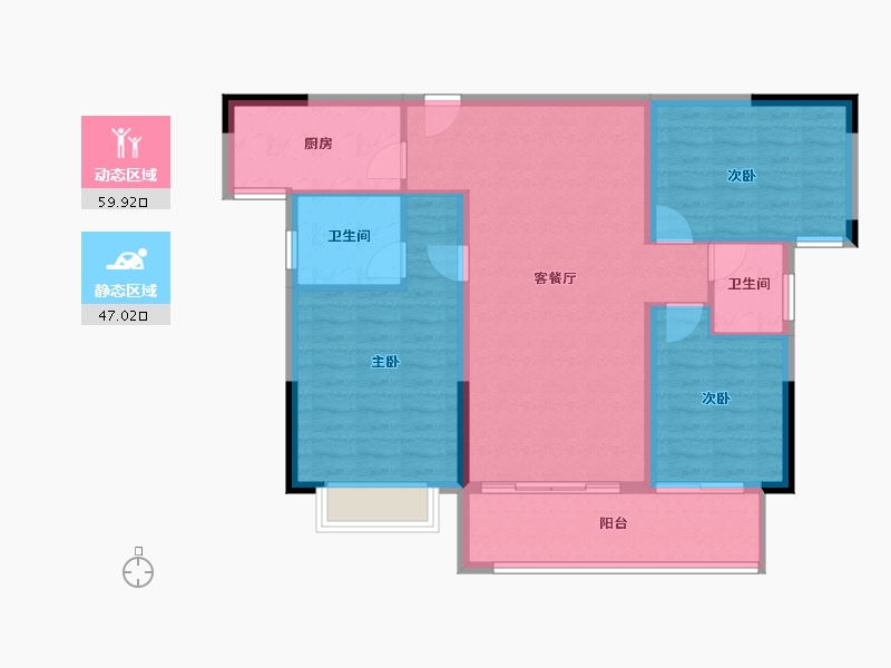 江西省-吉安市-华宇·燕京府-96.87-户型库-动静分区