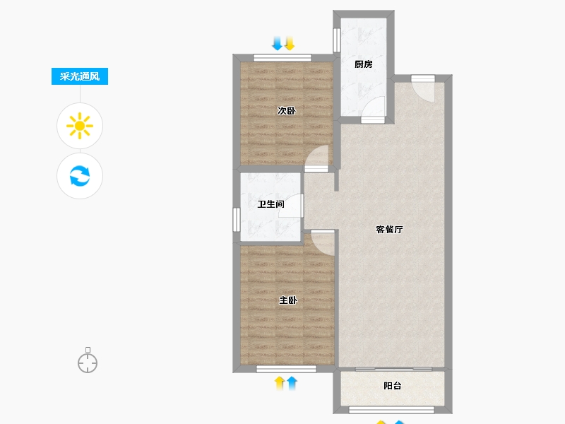 河北省-廊坊市-德荣·文璟-78.60-户型库-采光通风