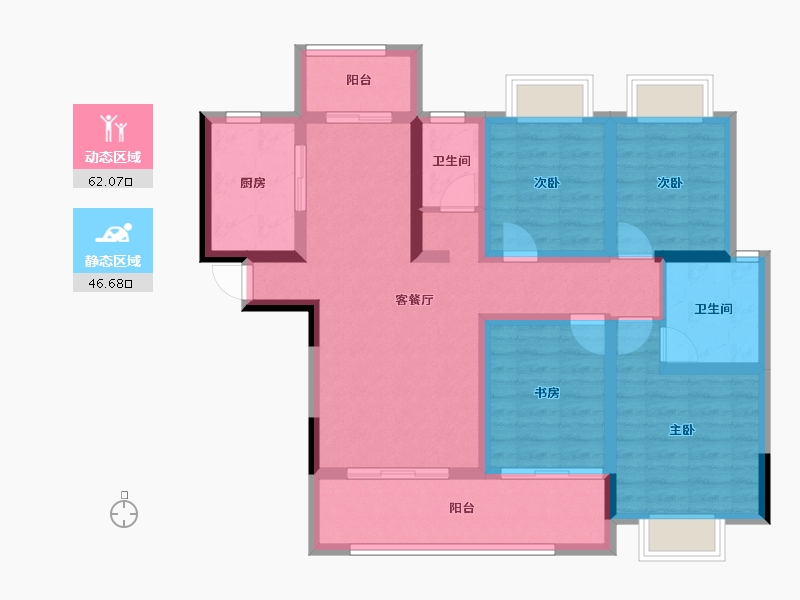 湖南省-湘潭市-大汉龍雲臺-95.55-户型库-动静分区