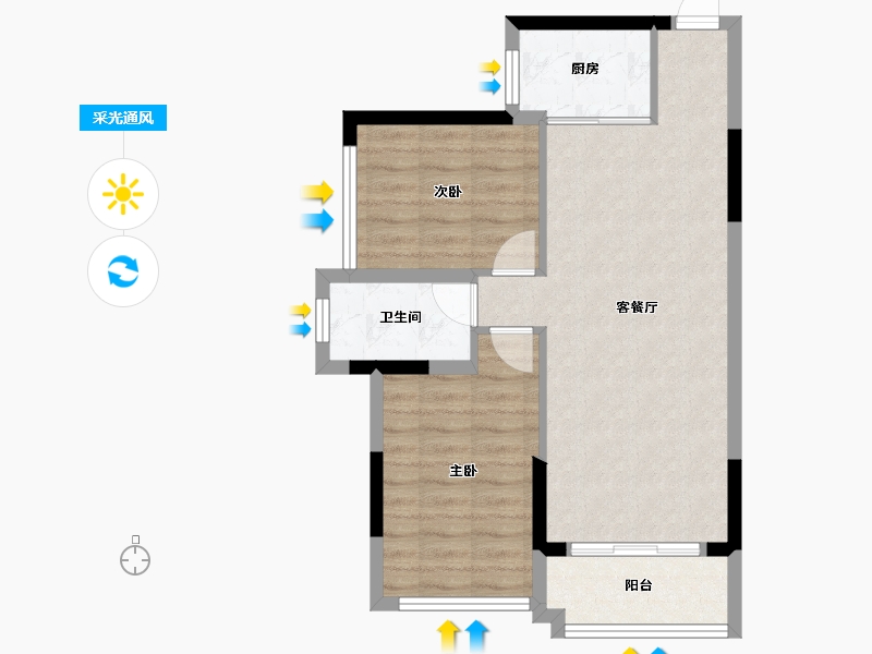 广西壮族自治区-贵港市-西山泉十里江湾-63.91-户型库-采光通风