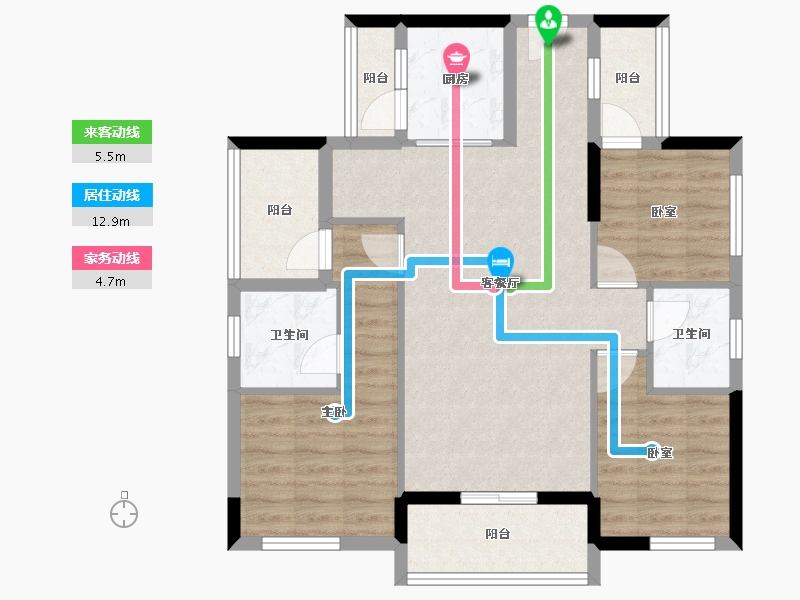 广东省-深圳市-松茂·柏景湾-84.75-户型库-动静线