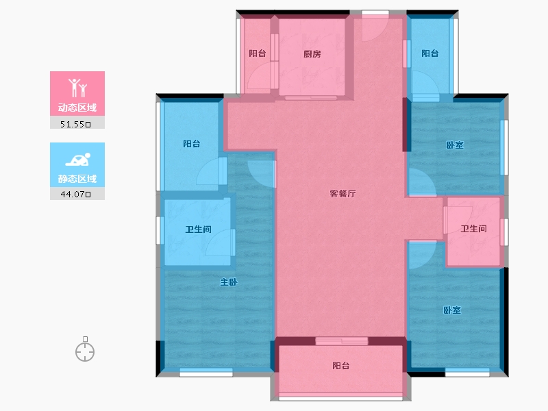 广东省-深圳市-松茂·柏景湾-84.75-户型库-动静分区