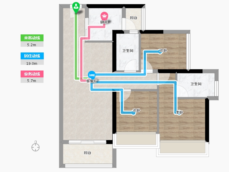 广东省-佛山市-顺德龙光玖龙府-70.83-户型库-动静线