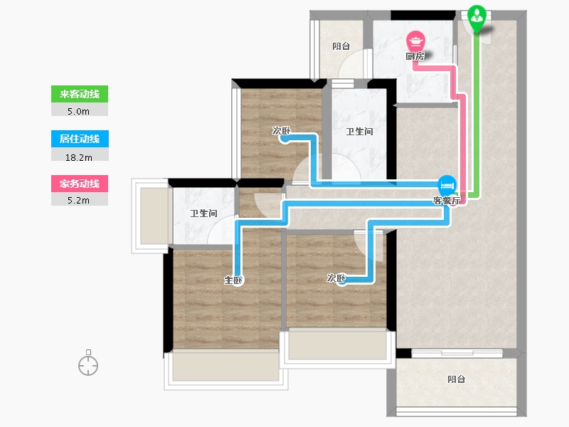 广东省-佛山市-顺德龙光玖龙府-66.03-户型库-动静线