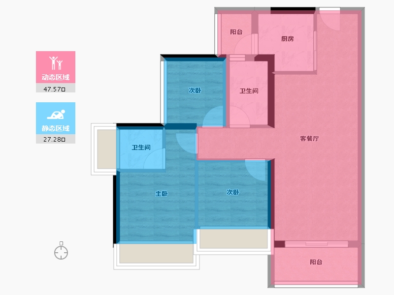 广东省-佛山市-顺德龙光玖龙府-66.03-户型库-动静分区