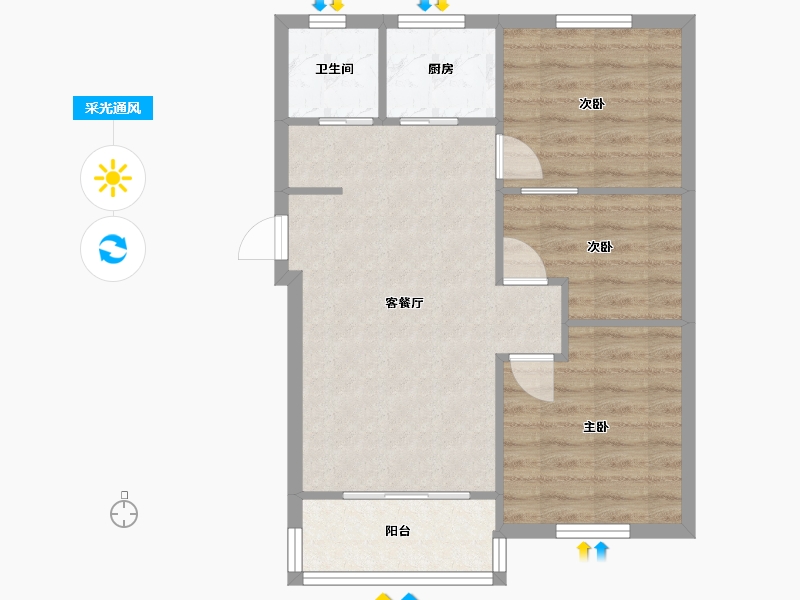 上海-上海市-通波小区-70.00-户型库-采光通风