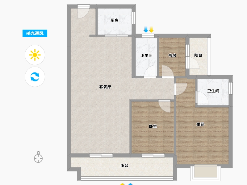 广东省-揭阳市-玺悦华府-88.85-户型库-采光通风