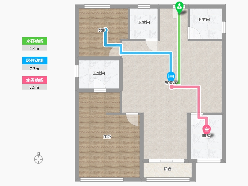 浙江省-杭州市-杭州世茂天玑公寓-95.02-户型库-动静线