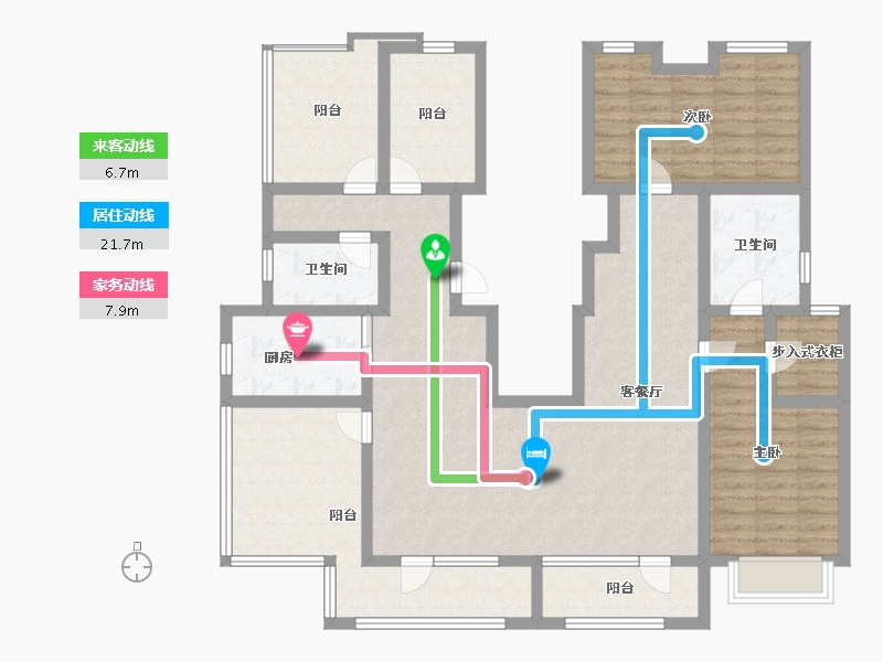 河北省-廊坊市-大运河孔雀城公园壹号院-126.09-户型库-动静线